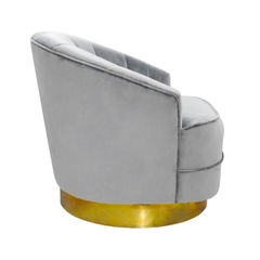 Poltrona Moderna Estofado Cinza Base Metal Dourado - comprar online