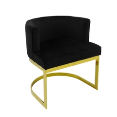 Poltrona Base Dupla Metal Dourado Estofado Preto Luxo