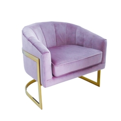 Poltrona Armação Metal Dourado Estofado Lilás - comprar online