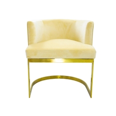 Poltrona Moderna Metal Dourado Estofado Creme Luxo na internet