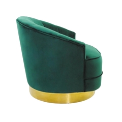 Poltrona Redonda Giratória Metal Dourado Estof. Verde - comprar online