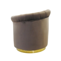 Poltrona Redonda Moderna Base Metal Dourado Encosto Declive - comprar online