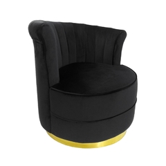 Imagem do Poltrona Redonda Moderna Base Metal Dourado Encosto Declive
