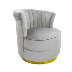 Poltrona Redonda Moderna Base Metal Dourado Encosto Declive - loja online