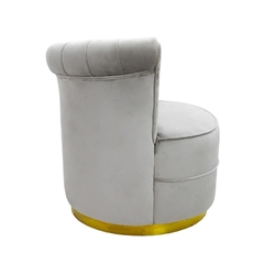 Poltrona Redonda Moderna Base Metal Dourado Encosto Declive - comprar online