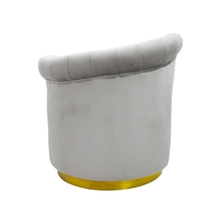 Imagem do Poltrona Redonda Moderna Base Metal Dourado Encosto Declive