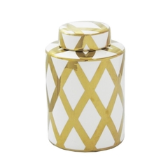 Potiche Ceramica Nobre Menor Branco Xadrez - comprar online