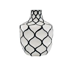 Vaso Tradicional Ceramica Nobre Branco E Preto Contemporaneo - LUXdécor