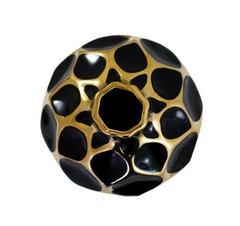 Vaso Redondo Ceramica Nobre Preto E Dourado Contemporaneo - LUXdécor