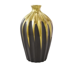 Vaso Tradicional Ceramica Marrom E Dourado - LUXdécor