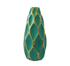 Vaso Decorativo Moderno Ceramica Verde E Dourado Impecavel - comprar online