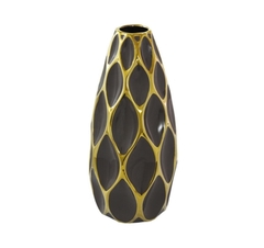 Vaso Decorativo Moderno Ceramica Marrom E Dourado - LUXdécor