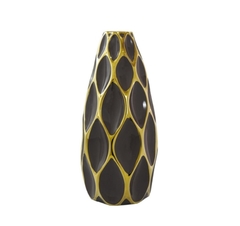 Vaso Decorativo Moderno Ceramica Marrom E Dourado - LUXdécor