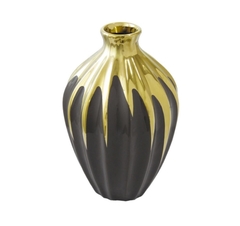 Vaso Decorativo Tradicional Ceramica Marrom E Dourado - LUXdécor