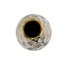Vaso Cerâmica Maior Marrom Claro Com Detalhes Dourado na internet