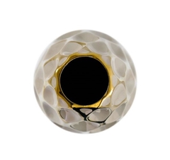 Vaso Cerâmica Menor Marrom Claro Com Detalhes Dourado na internet