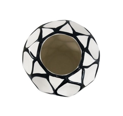 Vaso Cerâmica Menor Branco Detalhes Preto Moderno Impecavel na internet