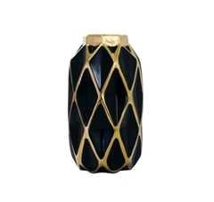 Vaso Ceramica Menor Preto E Dourado Contemporaneo Design - LUXdécor