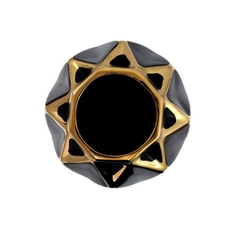 Vaso Ceramica Menor Preto E Dourado Contemporaneo Design - LUXdécor