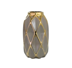Vaso Ceramica Menor Marrom E Dourado Contemporaneo - loja online