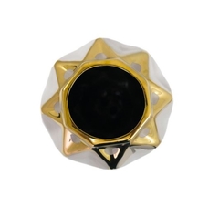 Vaso Ceramica Menor Marrom E Dourado Contemporaneo - LUXdécor