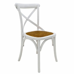 Cadeira Decorativa Rustico Branca Assento Rattan Primeira Linha Madeira Maciça