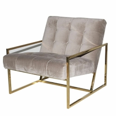 Poltrona Moderna Metal Dourado Estofado Veludo Primeira Linha