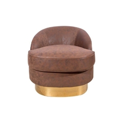 Poltrona Estofada Moderna Base em Bronze Luxo Primeira Linha - comprar online