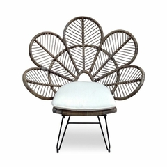 Poltrona Decorativa Flower Eventos Base Metal Rattan Natural Primeira Linha