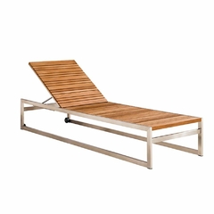Chaise Espreguiçadeira Decorativo Aço e Madeira Teka Primeira Linha