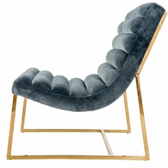 Poltrona Base Metal Estofado Veludo Visual Moderno e Elegante - comprar online