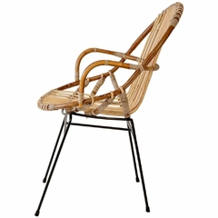 Cadeira Decorativa Rattan Natural Base Metal Fino Acabamento - comprar online