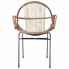 Cadeira Decorativa Rattan Natural Base Metal Fino Acabamento - LUXdécor