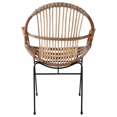 Cadeira Decorativa Rattan Natural Base Metal Fino Acabamento - loja online