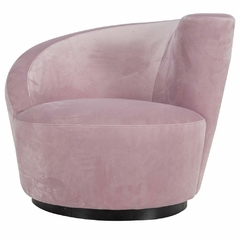 Poltrona Veludo Rosê Encosto Design Moderno Base Metal Luxo Primeira Linha