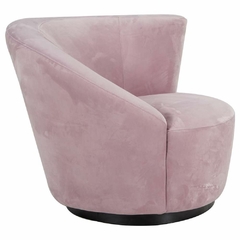 Poltrona Veludo Rosê Encosto Design Moderno Base Metal Luxo Primeira Linha - comprar online