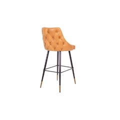 Banco Bar Couro Costa em Capitonê Pés Metal Detalhe Dourado Primeira Linha - LUXdécor