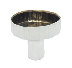 Vaso Base Estreita Ceramica Branca Interior Cobre - comprar online