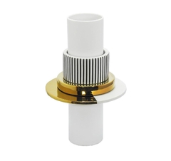 Vaso Ceramica Contemporaneo Branco Dourado E Listras - comprar online