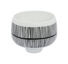 Vaso Ceramica Moderna Maior Branco Com Listras Pretas - comprar online