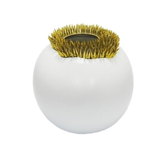Vaso Redondo Ceramica Branca Detalhes Imitando Espinho - comprar online