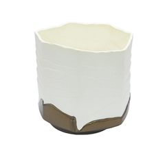 Vaso Decorativo Redondo Bege E Marrom Design - comprar online