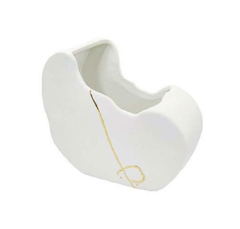 Vaso 15cm Porcelana Branco Fosco Contemporaneo Luxo