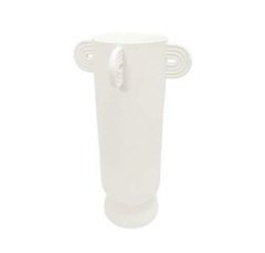 Vaso Porcelana Maior Branco Fosco Alças Decorativas Luxo