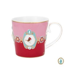 Conj. 06 Canecas Porcelana Rosa E Vermelho Passaro - comprar online