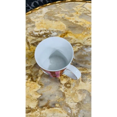 Caneca Porcelana Listras Rosa e Vermelho Bird - comprar online