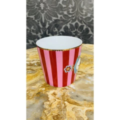 Imagem do Caneca Porcelana Listras Rosa e Vermelho Bird