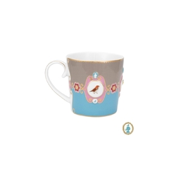Jogo 06 Canecas Porcelana Marrom C Azul Bird na internet