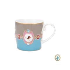 Jogo 06 Canecas Porcelana Marrom C Azul Bird na internet