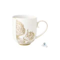 Conj. 06 Canecas Porcelana Branca Flores Dourada - comprar online